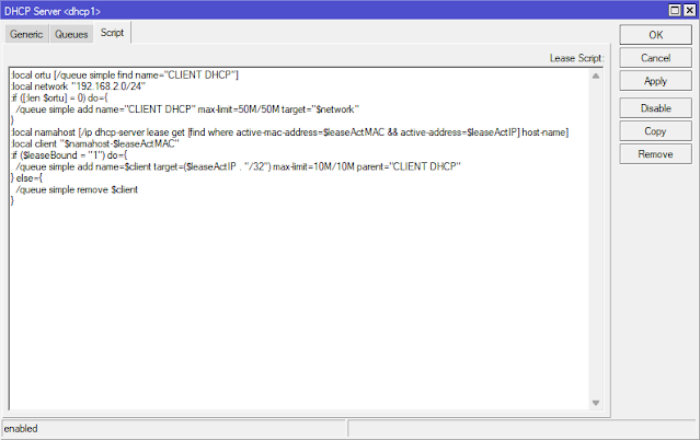 Script Auto Simple Queue for Client DHCP