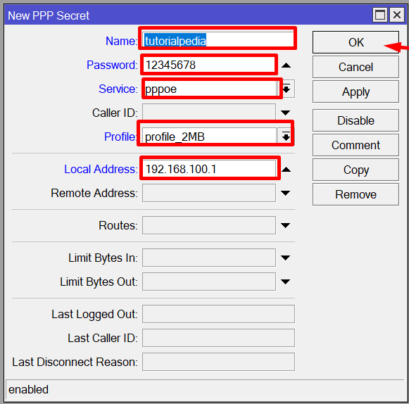 membuat secret pppoe